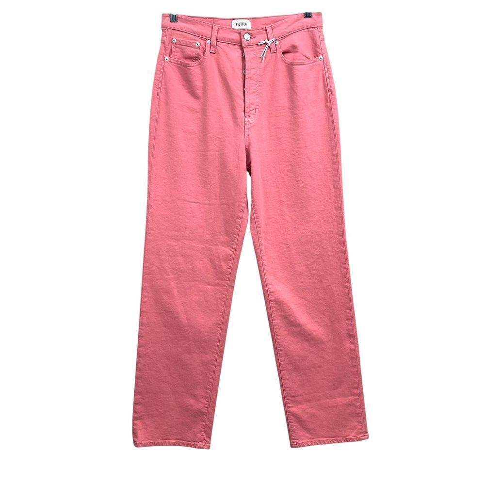 Pistola Women Jeans Cassie Super High Rise Button Fly Straight Coral Pink Sz 30*